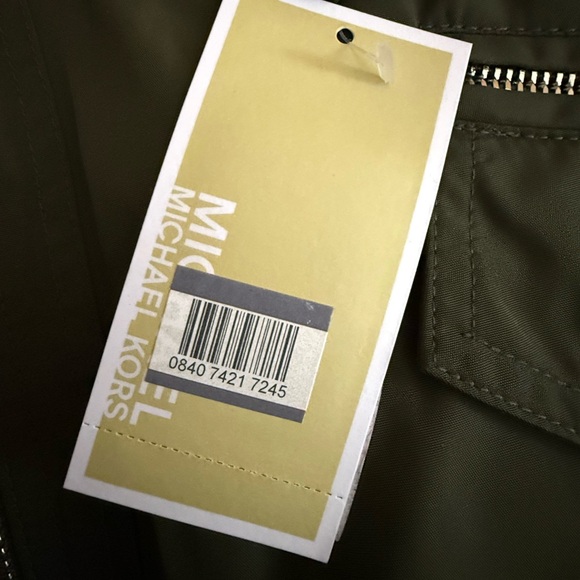 NWT Michael Kors Hooded Olive Green Utility jacket w/pockets and drawstring xl - Picture 2 of 9